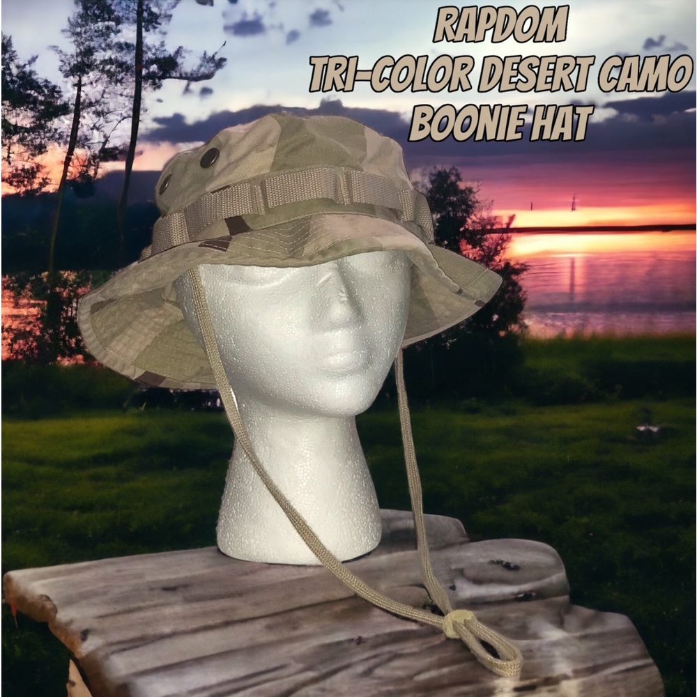 Unisex Vtg Military Issue 3-Color DBU Desert Camo Stiff Brim Boonie Hat